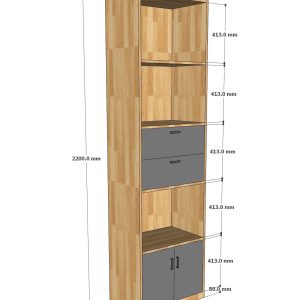 Tủ hồ sơ có hôc tủ và ngăn kéo gỗ tự nhiên THS68059