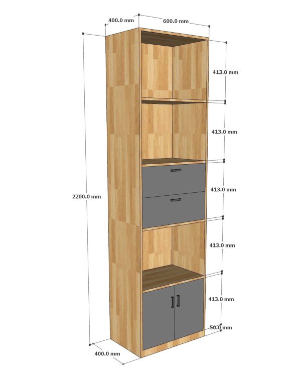 Tủ hồ sơ có hôc tủ và ngăn kéo gỗ tự nhiên THS68059