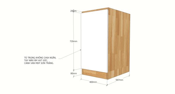 MTBD001- Module tủ bếp dưới hệ hở 2 tầng (40x60x820cm)