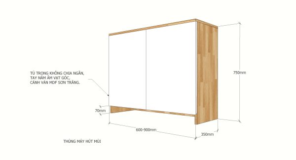 TBT008 - Module tủ bếp trên hệ 2 cửa mở cho máy hút mùi (80x35x75cm)