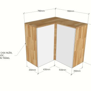 TBT009 - Module tủ bếp trên hệ 2 cửa mở góc chữ L (156x35x75cm)