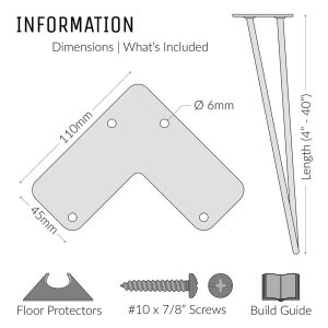 CHB68035 - Chân bàn Hairpin cao 40 cm