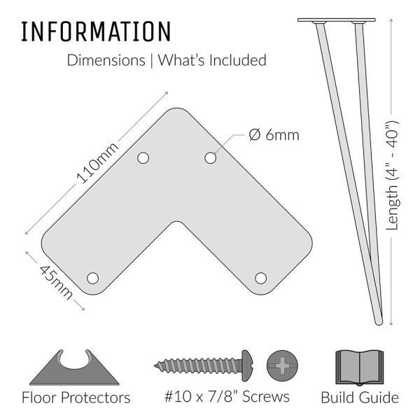 CHB68035 - Chân bàn Hairpin cao 40 cm