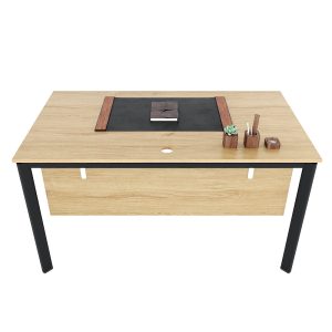 Bàn làm việc 140x80cm gỗ Plywood phủ melamin chân sắt Oval HBOV036