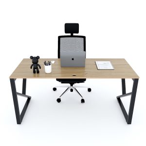 Bàn làm việc 160x70cm gỗ Plywood melamin vân sồi chân sắt hệ Kconcept HBKC032