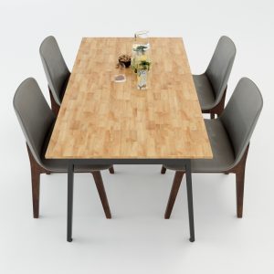 Bàn ăn 140x80cm chân sắt Aton Concept lắp ráp BA68018