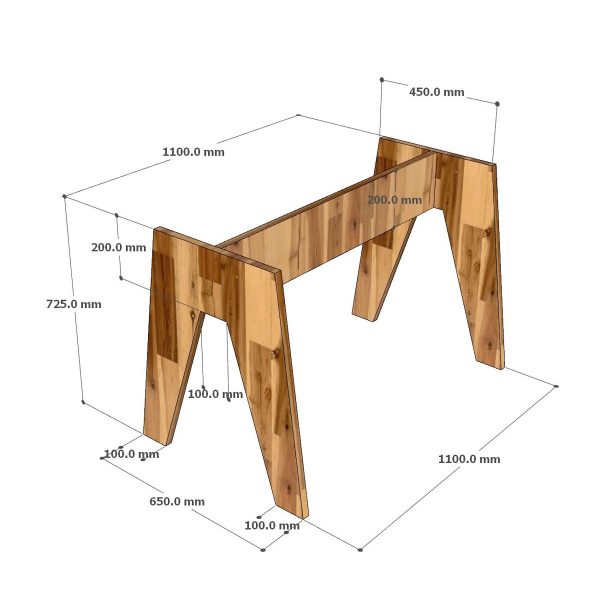 Bàn ăn 120x70cm gỗ tràm chân chữ A BA68195