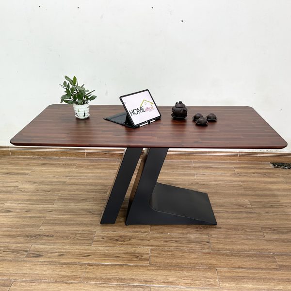 Bàn ăn gỗ tràm chân sắt sơn tĩnh điện BA68107