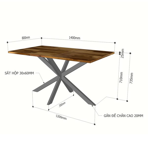 Bàn ăn gỗ tràm chân sắt độc đáo BA68065