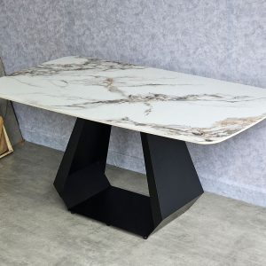 Bàn ăn chữ nhật mặt đá 190x80cm chân sắt BA163