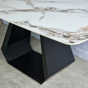 Bàn ăn chữ nhật mặt đá 190x80cm chân sắt BA163