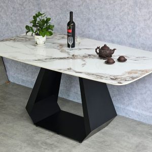 Bàn ăn chữ nhật mặt đá 190x80cm chân sắt BA163