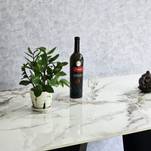 Bàn ăn chữ nhật mặt đá 190x80cm chân sắt BA163