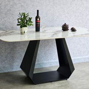 Bàn ăn chữ nhật mặt đá 190x80cm chân sắt BA163
