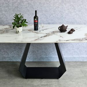 Bàn ăn chữ nhật mặt đá 190x80cm chân sắt BA163