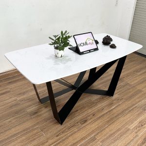 Bàn ăn mặt đá chân sắt sơn tĩnh điện BA68117