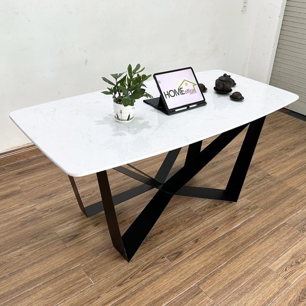 Bàn ăn mặt đá chân sắt sơn tĩnh điện BA68117