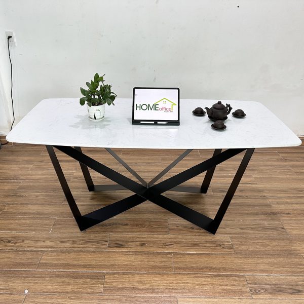 Bàn ăn mặt đá chân sắt sơn tĩnh điện BA68117