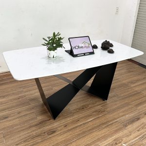 Bàn ăn mặt đá chân sắt sơn tĩnh điện BA68119