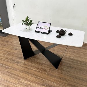 Bàn ăn mặt đá chân sắt sơn tĩnh điện BA68119