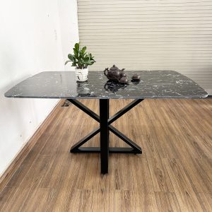 Bàn ăn mặt đá chân sắt sơn tĩnh điện BA68128