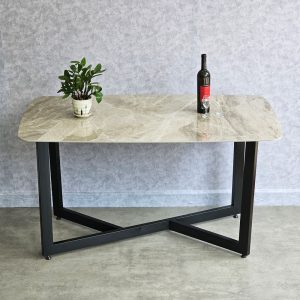 Bàn ăn chữ nhật 140x80cm mặt đá ceramic cao cấp chân sắt BA164