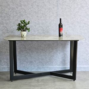 Bàn ăn chữ nhật 140x80cm mặt đá ceramic cao cấp chân sắt BA164