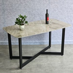 Bàn ăn chữ nhật 140x80cm mặt đá ceramic cao cấp chân sắt BA164