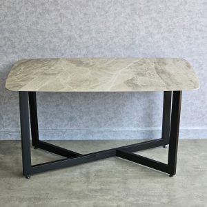 Bàn ăn chữ nhật 140x80cm mặt đá ceramic cao cấp chân sắt BA164