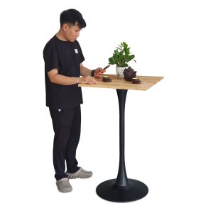 Bàn bar vuông 60cm chân sắt Tulip gỗ cao su BB020