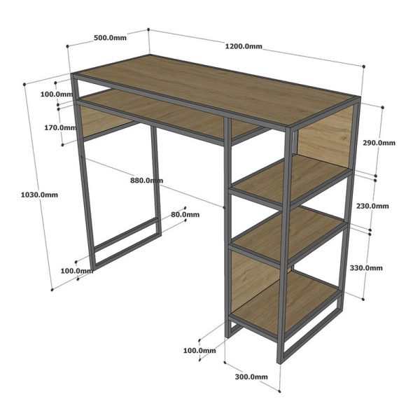 Bàn bar kết hợp kệ gỗ Plywood chân sắt BB015