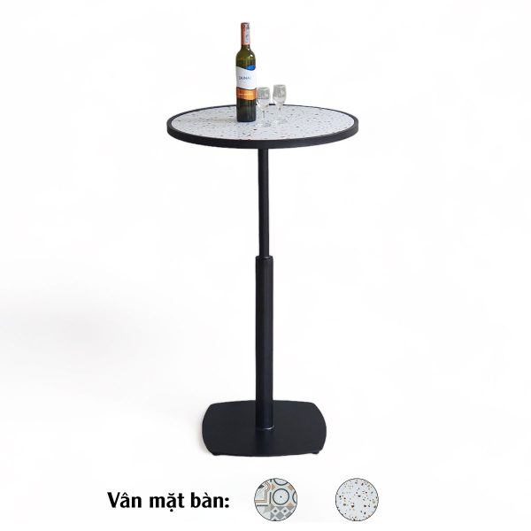 Bàn bar tròn 60cm gạch men chân sắt trụ tròn BB029