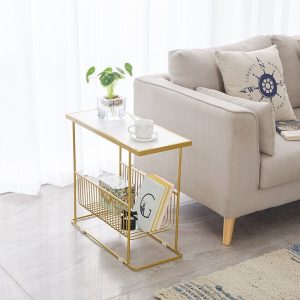 Bàn bên sofa mặt đá khung sắt SST017