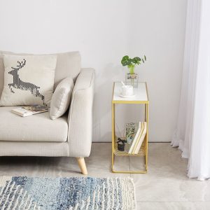 Bàn bên sofa mặt đá khung sắt SST017