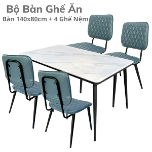 Bộ Bàn Ghế Ăn Mặt Đá Nệm Simili Nhiều Màu CBBA080