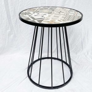 Bàn cafe mặt bàn gạch men chân sắt cổ lọ CFD68085