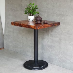 Bàn cafe vuông 70x70cm gỗ me tây dày 5cm chân gang đúc BMT052