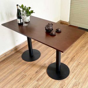 Bàn nhà hàng, Cafe chữ nhật gỗ cao su 2 chân trụ CFD68158