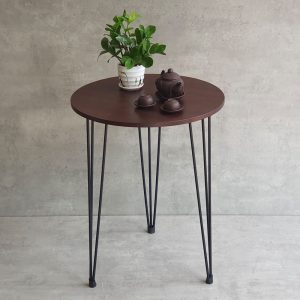 Bàn cafe mặt tròn 60cm gỗ cao su chân sắt Hairpin CFD68190