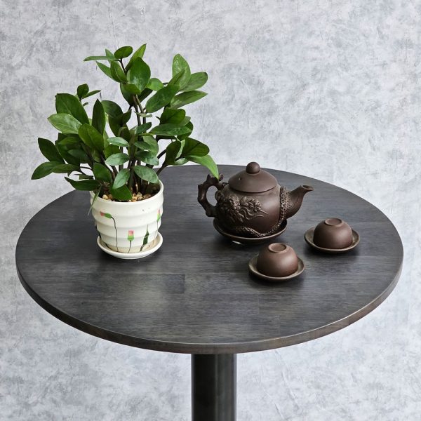 Bàn cafe tròn 60cm chân sắt mặt gỗ cao su CFD68209