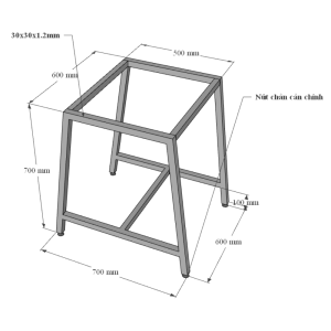 Bàn cafe vuông 70x70cm gỗ tràm chân sắt chữ A CFD68197