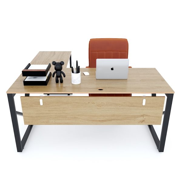 Bàn chữ L 160x150cm gỗ Plywood vân sồi chân sắt Kconcept HBKC039