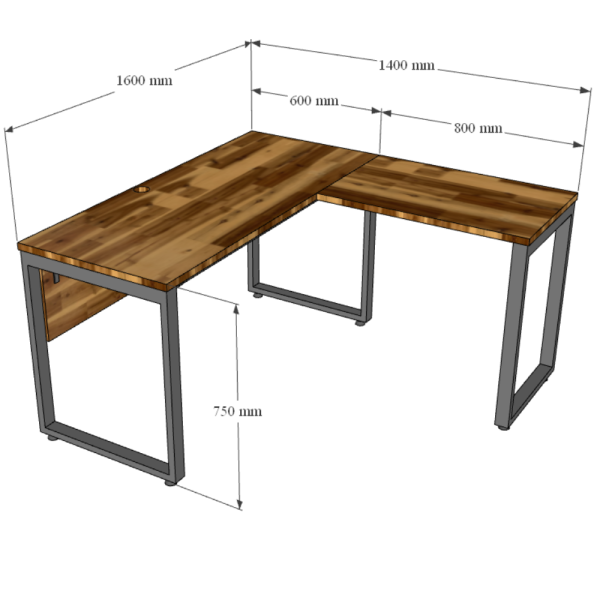 Kích thước bàn làm việc chữ L 180x160cm