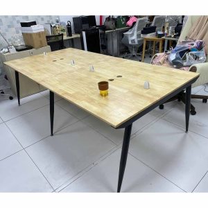 Bàn cụm 4 chỗ 120x240cm hệ CONE chân sắt lắp ráp