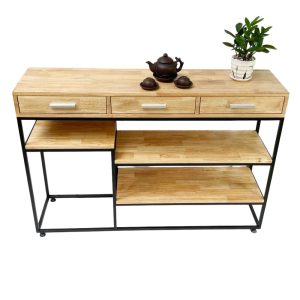 Bàn console trang trí SATO mặt gỗ khung sắt CST039