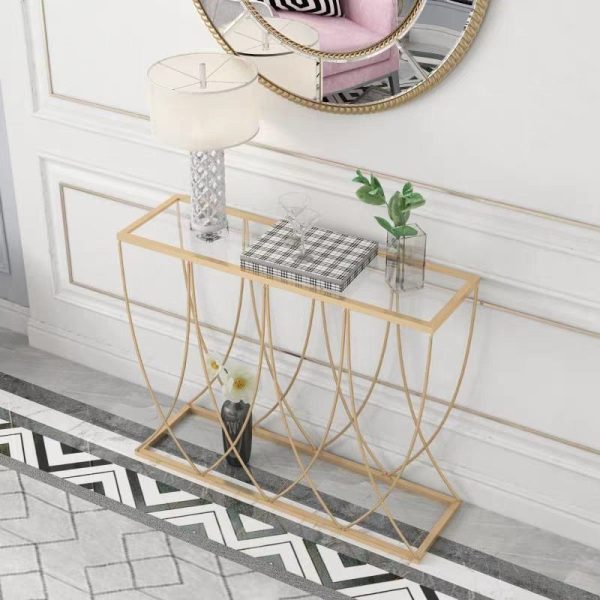 Bàn console bàn trang trí CICI mặt kính chân sắt CST033