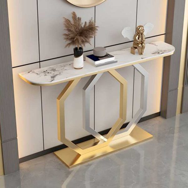 Bàn console 120x30x85cm mặt đá ceramic chân sắt CST084