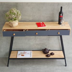 Bàn trang trí console 120x30x85cm có ngăn kéo chân sắt CST062