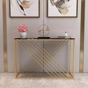 Bàn trang trí GAVI mặt đá khung sắt CST042