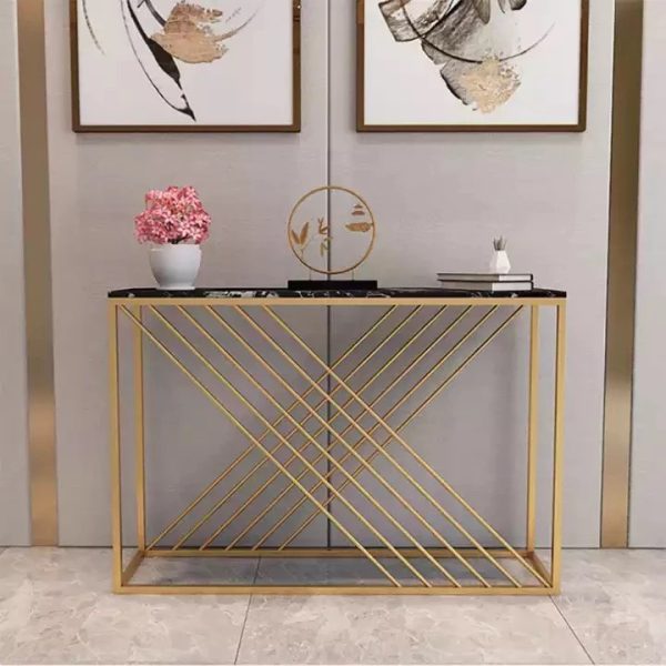 Bàn trang trí GAVI mặt đá khung sắt CST042